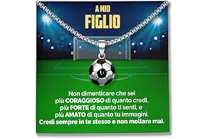 SOFIA FERRER Regalo Bambino 7, 8, 9, 10, 11 Anni Maschio, Collana Ragazzo Acciaio, Regali Ragazzo 12 Anni, Ciondolo Calcio Bambino, Regalo Bimbo Maschio, Natale, Figlio, Nipote