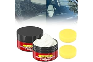 Glass Scratch Remover Kit, 2 Pcs Windscreen Scratch Remover for Glass Polish, 30g/1.05oz Glass Emulsion for Car Scratch Remover with Sponges for Windscreen Mirrors Windows Scratch