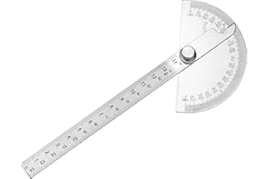 ZALEONLINE Transportador de angulos Metalico Inox Transportador de 180 Grados giratorio Transportador Medir Angulos Transportador de cabeza redonda para Taller Escolar Oficina Industrial