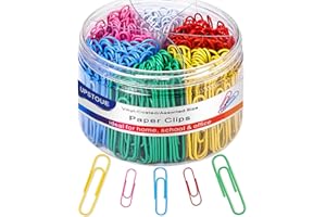 Vinaco Büroklammern Bunt, 400 Stück Groß Büroklammern 50mm & Mittlere Büroklammern 32mm, Büroklammern Verschiedene Größen, Wiederverwendbare Paper Clips für Büro, Schule und Persönlichen Gebrauch