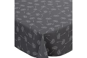 Karina Home Megan Wipe Clean Tablecloth Vinyl PVC (Slate Silver Grey, 120cm x 120cm)