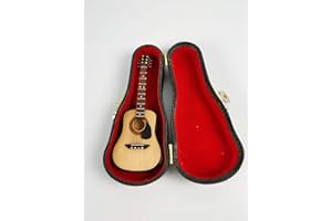 ALANO 10CM Modello di chitarra classica in legno con ornamento per chitarra Stand Mini modello di chitarra Decorazione Regalo con scatola in pelle