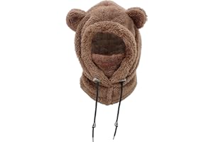 crazy bean Cagoule Enfant Hiver Bonnet Bebe Fille Chapeau en Peluche Doux et Chaud pour Enfants 3-8 Ans Garçon Bonnet Echarpe 3 in 1 Thermique