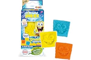 INKEE Mini Pack Bob Esponja, Set De 3 Bombas De Baño Para Niños Con Formas De Sus Personajes De Bob Esponja Y Aroma a Palomitas de Maíz