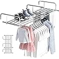 Cestbella Clothes Drying Rack Portable Laundry Rack, Retractable Collapsible Clothing Hanging Shelf Folding Laundry Towel Rack for Balcony Windowsill Guardrail Indoor Outdoor for Lingerie 86-158cm