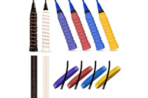 CQQNIU 6 cinghie autoadesive super assorbenti per racchetta con fori traspiranti, antiscivolo, ad asciugatura rapida, per tennis, badminton, squash, (4 colori singoli e 2 doppi colori)