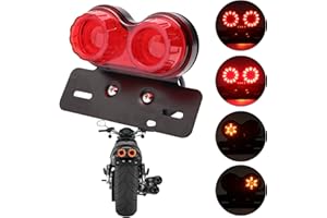 JMTBNO Rosso Fanale Posteriore Moto Omologate Frecce LED Luce di Stop Integrata Indicatori di Direzione con Staffa Targa Universale 12V per Street Bike Cruiser Chopper Cafe Racer Scooter Custom