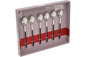 Pintinox Set da 6 Cucchiaini Moka in Acciaio Inox Nichel Free, con Manici Effetto Legno, Colore: Ebano, Dimensioni: 11,5 cm