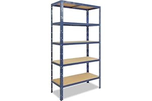 shelfplaza® 200x60x50cm Home Étagère Charge Lourde Bleu/Etagere Metallique 5 Niveaux / 175kg capacité Charge/Etagere en Metal, étagères de Rangement & Etagere Rangement Garage Acier