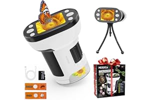 Mexlyca 1000X Handheld Microscope for Kids, 2.0" Screen Pocket Microscope, Adjustable LED Screen Rechargeable, Toys for Christmas Birthday Gifts Toys Portable Edu Gift Age 6-12 Children Students