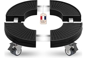 VIBINHO Porte Plante à Roulettes Réglable Ø38-59cm, Chariot à Roulettes pour Plantes d'Extérieur Capacité Charge 200 kg, Support Plante Noir Résistant aux Intempéries avec Roues 360°pour Maison Jardin