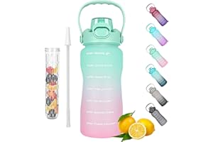 WELTRXE Trinkflasche - Tritan Wasserflasche BPA-Frei 1,6L Auslaufsicher Sportflasche mit Trinkshalm, Früchtesieb, Fitness Mark, Gym, Aufstieg, Outdoor, stile Farbe, Nachhaltig, Grün&Rosa