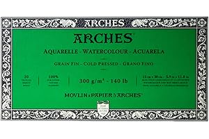 Arches 795057 Bloc Aquarelle Grain Fin Naturel Blanc 300G 15X30CM 20P, Bois, 30 x 15 x 1 cm