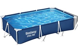 Bollhav Bestway 300 x 201 x 66 cm | Rektangulär ram simbassäng, punkterings- och rostbeständig trädgårdspool, enkel montering