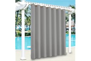 YEVENR Rideaux d' extérieur Imperméables Rideau Occultant Isolant Thermiques pour Pergola Cabanon Jardin Exterieur Gazebo Porche Terrasse Rideaux Gris 1 PCS,202 * 223cm（W*L）