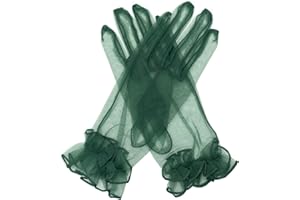 Hoseirty Women's Short Tulle Wedding Party Gloves for Bride Wrist Length Vintage Sheer Tea Party Evening Prom Opera Party Gloves