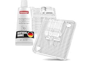 KONZEPT 40 Stück Klebehaken für Katzennetz am Balkon, transparent & klein – inkl. Montagekleber 30 ml, extra stark, wetterfest, ohne Bohren, einfache Montage