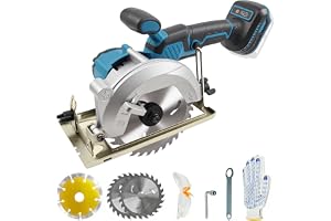 Batteridriven minicirkelsåg för Makita 18 V, borstlös cirkelsåg med 3 sågblad, skyddsglasögon, handskar och 2 skiftnycklar, 0