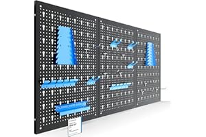 Arebos Werkzeugwand 3-teilige Lochwand Werkstatt | 17-teiliges Hakenset & Halterungen | 117,6 x 59,5 x 2 cm | Werkzeuglochwand aus Metall für Werkstatteinrichtung inkl. Montagematerial | Blau