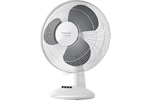 Taurus Greco 16 Ventilador de sobremesa portátil, Sistema de oscilación, 3 aspas, 40 cm de diámetro, 40 W, Base Redonda Antideslizante, Blanco y Negro, 5.3 tons, 46.69 Decibeles, Acrylic