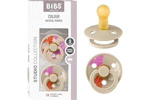 BIBS Colour Studio smoczek, 2 sztuki, nie zawiera BPA, sutki w kształcie wiśni, kauczuk naturalny/lateks, wyprodukowano w Danii, rozmiar 2 (6-18 miesięcy), Morning Bloom Vanilla