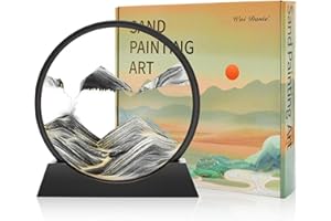 Wai Danie Sandbilder zum Drehen 3D Sandscape - die Sandkunst in Tiefsee Fließende Sandmalerei Sandbild Geschenke Sanduhr Deko Aesthetic für Büro Wohnzimmer Schreibtisch Erwachsene Kinder (Schwarz,12”)