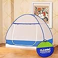 Classic Mosquito Net for Single Bed | Foldable Premium Machardani | Extra Mosquito Protection | Polyester 30GSM Strong Net | PVC Coated Corrosion Resistant Steel Wire - Blue