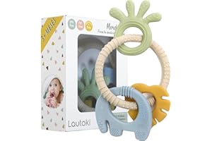 LAUTOKI® | Mordedor Bebe | Mordedores bebes 3-6meses | Sin BPA y Fácil Agarre | Juguetes Bebes 3-6meses | Mordedor Bebe Refrigerante | Juguete Bebe 0-3 meses | Juguetes Sensoriales Bebe 0-6 Meses
