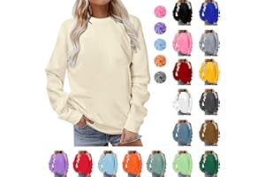 Komiseup Longshirt Damen Sport Langarm Sweatshirt Basic Rundhals Pullover ohne Kapuze Elegant Einfarbig Langarmshirt Locker Casual Oberteil Herbst Winter Baumwolle Pulli Teenager Mädchen Streetwear