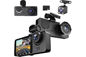 ROTRES Autokamera mit 4K Auflösung, Dashcam Auto, 1080P Dashcam Auto Vorne Hinten und Innen mit 32GB SD-Karte, Autokamera mit Parküberwachung, Infrarot Nachtsicht, G-Sensor, Loop-Aufnahm (Standardversion)