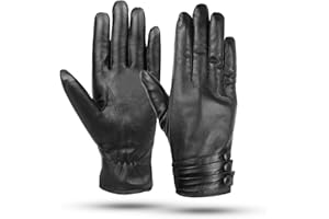 Kordear Women Leather Gloves - Winter Warm Ladies Genuine Leather Mittens Soft Cashmere Lining Full Finger Winter TouchscreenGloves for Women Girls Texting Driving Gifts UK