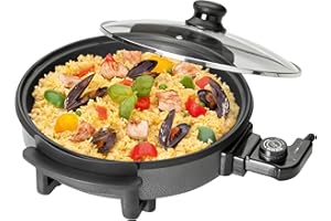 ‎CLATRONIC Clatronic® Partypfanne | Multifunktionspfanne zum Kochen, Braten, Dünsten und Warmhalten | Antihaftbeschichteter Bräter | elektrische Bratpfanne Inkl. Glasdeckel | PP 3401