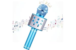 RAKING Microfono Wireless di Karaoke per bambini popolare canto microfono Bluetooth senza fili con microfoni portatili parlanti per bambini ragazzi ragazze che imparano i giocattoli （Blu）