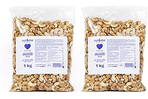 Anacardi tostati non salati 2 kg nut&me | Anacardi tostati | Senza Glutine | Vegano | Frutta secca 100% Naturale | Ricco di proteine | Snack salutare e saporito | Croccante | Pack 2X1kg
