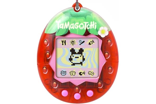 Bandai – Tamagotchi original – Fresh Strawberry – Animal interactif avec écran LCD en Français, 3 boutons et Mini-jeux – Idée Cadeau jeu animal virtuel – Motif Fraise – Jouet Enfant 8 ans et + – 42998