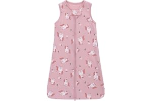 amo nenes Sacco nanna per bambini, pigiama estivo per bambini, senza maniche, 100% cotone, traspirante, unisex, pigiama, sacco a pelo per bambini, 0-6 m, frangia rosa