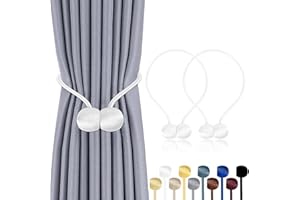 TopHomer 2 fermatenda magnetica, 10 colori, per soggiorno, camera da letto, bagno e sala da pranzo, si adatta a tende, tende da doccia (bianco)