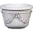 gartendekoparadies.de Flower pot with fruit motif Planter made of cast stone, H. 26 cm, 11 liters, 20 kg, gray, frost-proof for outdoor use