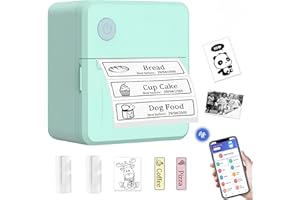 AUZKI® Label Maker, Bluetooth Label Maker Machine with Tape,Thermal Label Printer, Easy to Use Sticker Printer Compatible with iOS and Android, with 2 Roll Waterproof Labels for Retail, Office, Home