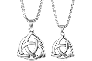 Flongo Collier en Acier Inoxydable Pendentif de Noeud Celtic Noeud Traditionnel Irlande Style Rétro Simple pour Homme Femme