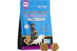 JSBNQRMZ Allergy pour Chiens,60 PCS Démangeaisons pour Chiens,Renforcement du Système Immunitaire-Pékin Goût Canard,Calmer Les Démangeaisons de la Peau,Pattes,Yeux,Oreilles