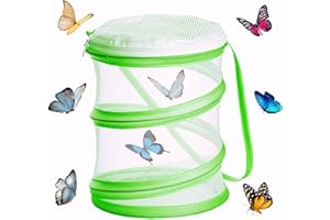 WUISOLQP Insect Butterfly Habitat Cage Insect Mesh Cage Stick Insect Starter Kit Collapsible Bug Catcher Net Insect Portable Reproduction Mesh for Kids for Insects Catching Science Education (Green)