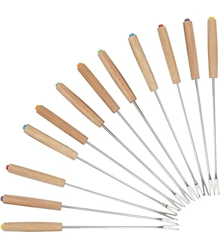 Forchette Da Fonduta In Acciaio Inox - Set 24 Pezzi, 24cm, Manico Colorato Resistente Al Calore - Foto 13