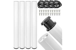 STOLMET 4X Tischbeine Höhenverstellbar Metall Schreibtischbeine 710 mm Weiß