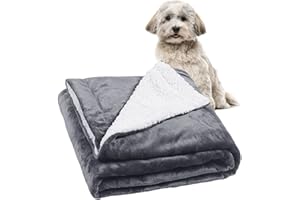 METCHIC Waterproof Dog Blanket for Small Dogs, Ultra Soft Sherpa Fleece Puppy Blanket, Pet Throw Blanket Furniture Protector (Charcoal, 24"x 32")
