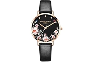 RORIOS Damski zegarek piękny kwiat tarcza analogowy kwarcowy zegarek na rękę skórzany pasek damski zegarek