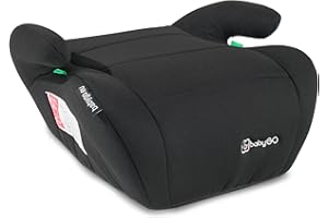 babyGO Podwyższenie siedzenia Booster zgodnie z nową normą I-Size – podwyższenie fotelika dziecięcego – fotelik samochodowy dla dzieci (125-150 cm), kolor czarny