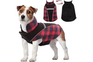PUMYPOREITY Cappottino Cani, Giacca Invernale Calda Cuccioli Felpa Maglione Gilet Antivento Abbigliamento Vestito Pile per Cani di Taglia Piccola Media Grande Giubotto con Strisce Riflettenti(Rosso Scuro, M)