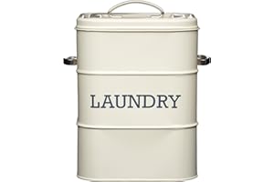 KitchenCraft Living Nostalgia 3 kg Metal Laundry Powder Tin, Kitchen/Utility Detergent Storage Box Accessory, 19 x 16 x 27 cm - Antique Cream