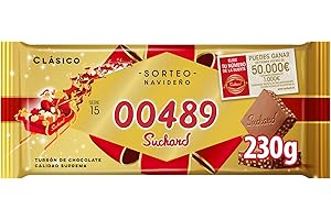 Suchard Turrón de Chocolate con Leche y Arroz Inflado, Tradicional Dulce Navideño, Textura Crujiente y Sabor Intenso - 230 g